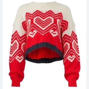 Free People Heart Pullover Sweater, Large